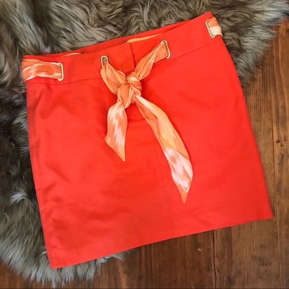 Michael Kors Dresses & Skirts - Michael Kors Mini Skirt Mango Orange Silk Cotton